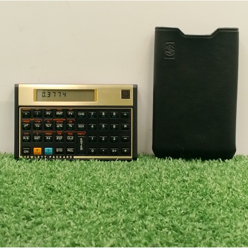 Vintage Hewlett Packard HP 12C Financial Calculator Gold w/ Case Tested Working